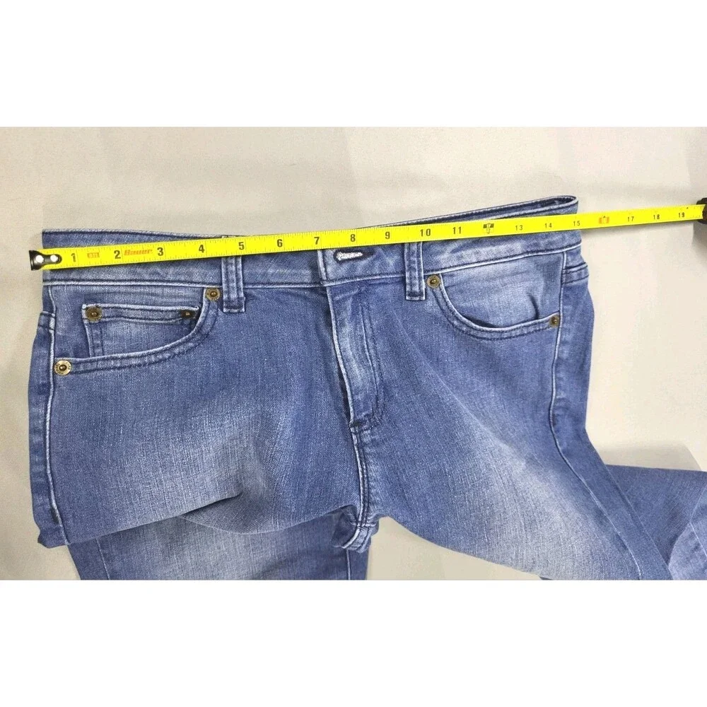 Michael Kors Boyfriend Blue Jeans with Gold Monogram Hardware Sz 2